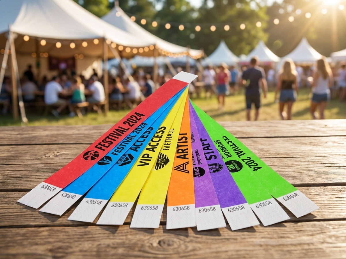 Personalizirane obojene Tyvek narukvice s logotipom i tekstom za festival